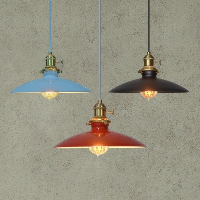 1-Light Pendant Lighting Vintage Style Cone Shape Metal Hanging Ceiling Lights