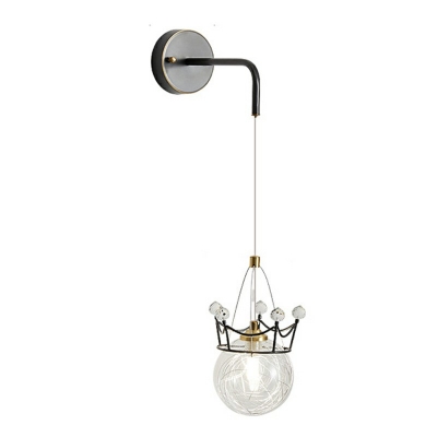 1-Light Sconce Lights Industrial Style Globe Shape Metal Wall Light Fixture