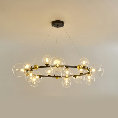 15-Light Hanging Lamps Modernist Style Globe Shape Metal Chandelier Light Fixture
