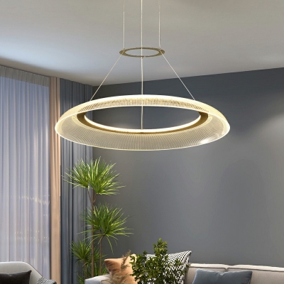 1-Light Hanging Chandelier Contemporary Style Circle Shape Metal Pendant Lighting Fixtures