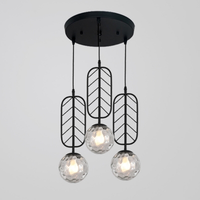 3-Light Pendant Ceiling Lights Minimalist Style Globe Shape Metal Hanging Lamp Kit