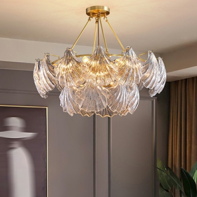 American Style Chandelier Lighting Fixtures Glass Metal Shell Shape Chandelier for Bedroom
