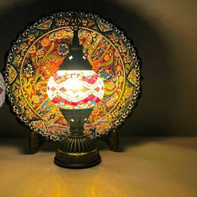 Asian Stained Glass Table Lamps Bedside Reading and Bedroom Lamps
