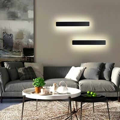 Black Rectangular Wall Lighting Fixtures Modern Style Metal 1 Light Wall Lighting Ideas