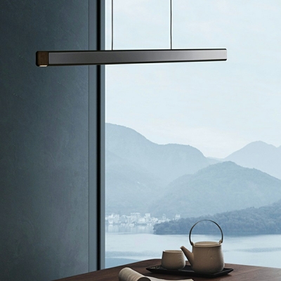 Contemporary Natural Light Slim Island Lighting Fixtures Linear Metal Chandelier Light Fixture