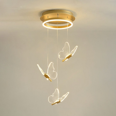 Contemporary Pendant Lights for Kitchen Island Butterfly LED Pendant Lamp Fixtures in Gold