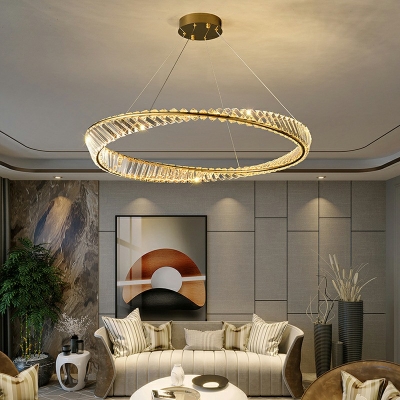 Contemporary Ring Chandelier Light Fixture Crystal Pendant Chandelier