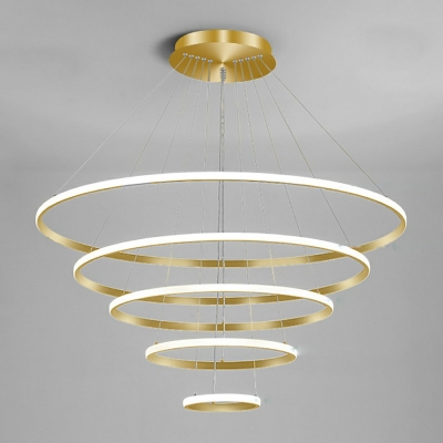 Contemporary Round Metal Chandelier Light Tiered LED Chandelier for Living Room