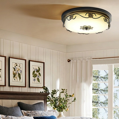 Cylinder Flush Lighting Traditional Galss Third Gear 1-Light Flush Mount Lamp for Living Room