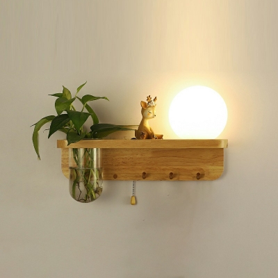 Cylindrical Wall Lighting Fixtures Modern Style Warm Light Wood 1-Light Wall Light Fixtures in Yellow