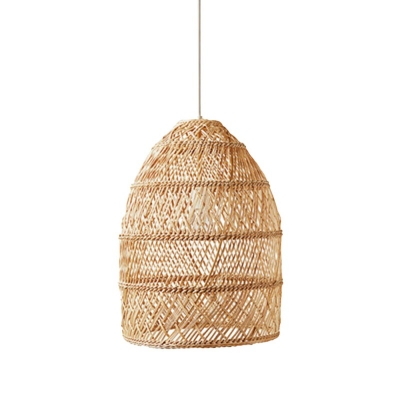 Elliptical Pendant Lamp Modern Style Bamboo 1-Light Pendant Lighting in Brown