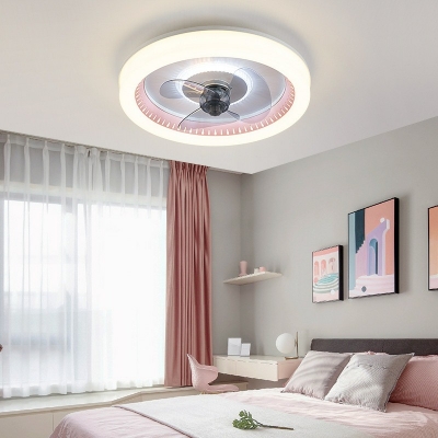 Flush Light Fixtures Modern Style Acrylic Flush Mount Fan Lamps for Living Room Remote Control Stepless Dimming