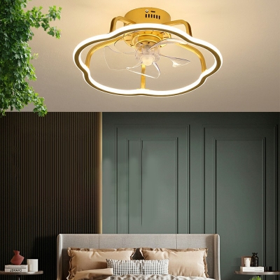 Flush Mount Fan Lamps Children's Room Style Acrylic Flush Fan Light Fixtures for Living Room Remote Control Stepless Dimming