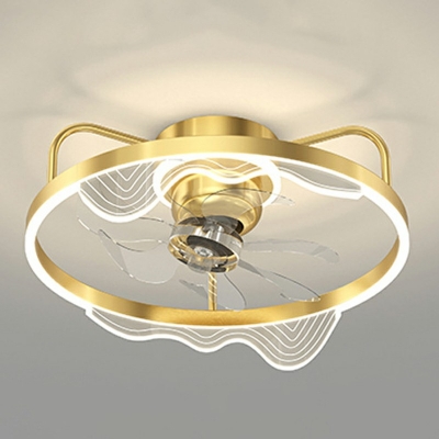 Flush Mount Fan Lamps Children's Room Style Acrylic Flush Mount Ceiling Fan Light for Living Room Remote Control Stepless Dimming
