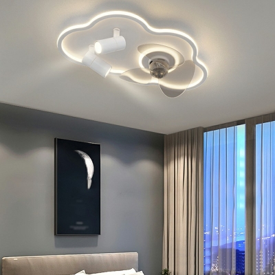 Flushmount Fan Lighting Children's Room Style Acrylic Flush Mount Fan Lights for Living Room Remote Control Stepless Dimming