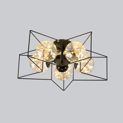 Glass Round Flush Ceiling Light Fixture Modern Style 6 Lights Flushmount Lighting in Gold