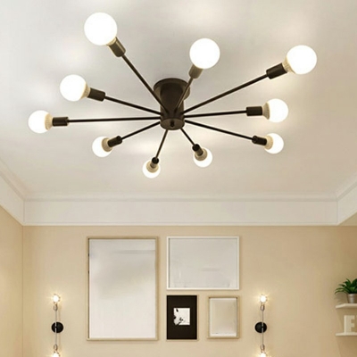 Industrial Semi Flush Mount Lighting Exposed Bulb Ceiling Light Fixture for Bedroom