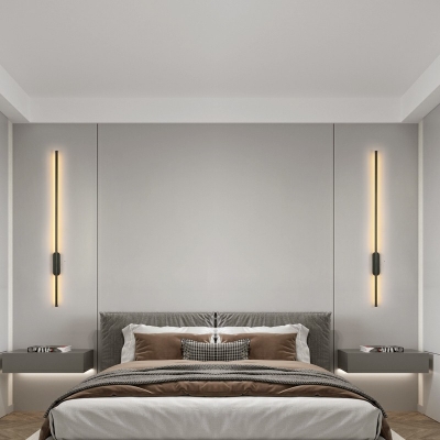Linear Stick Wall Mount Lighting Simplicity Metal LED Hallway Surface Wall Sconce in Gold / Black