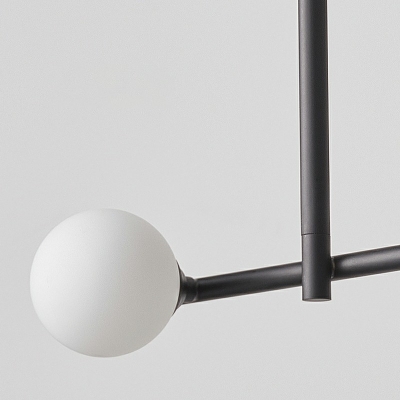 Modern Black Linear Hanging Lamp Opal Ball Glass Island Pendant Bar Pendant Light