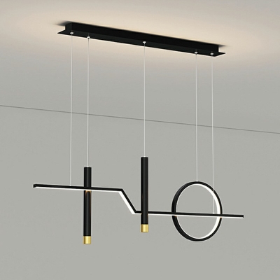 Modern Style Linear Ring Island Pendant Metal 4 Lights Island Light for Restaurant