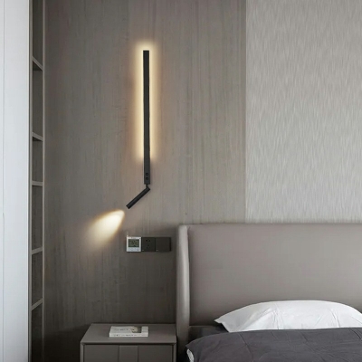 Modern Wall Sconce Lighting Linear Shape Metallic Flush Mount Wall Sconce in Warm Light