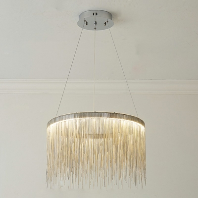 Postmodern Style Tassels Chandelier Light Round Metal Chandelier Lamp for Dining Room
