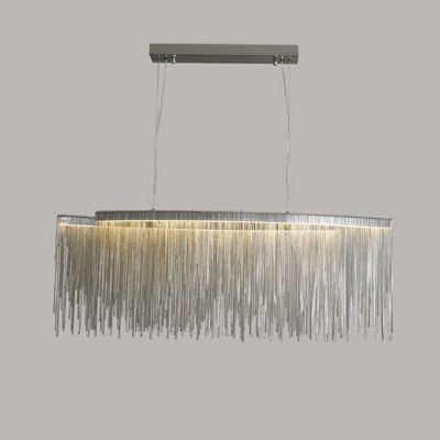 Postmodern Style Tassels Chandelier Light Silver Metal Chandelier Lamp for Living Room