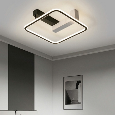 Rectangular Flush Mount Lighting Modern Style Metal 1-Light Flush Ceiling Light Fixture in Black