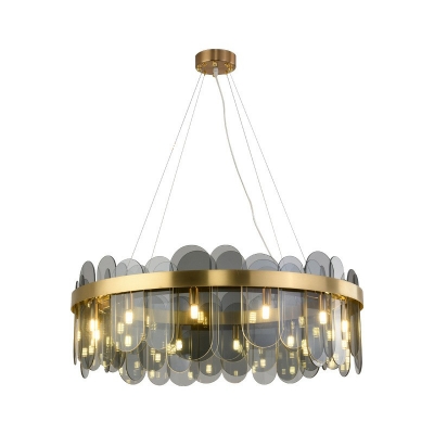 Ring Shape Ceiling Chandelier American Style Glass Suspension Light for Living Room