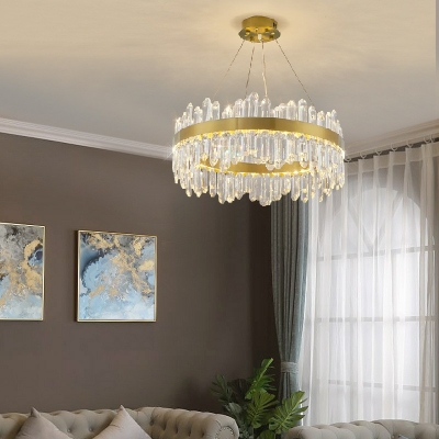 1-Light Chandelier Light Fixtures Contemporary Style Ring Shape Metal Ceiling Pendant Lights