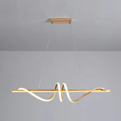 1 Light Curve Shade Hanging Light Modern Style Metal Pendant Light for Living Room