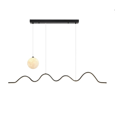 2-Light Island Ceiling Lights Minimalist Style Liner Shape Metal Pendant Lighting