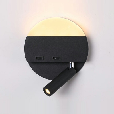 2 Lights Hoop Led Light Fixture Modern Style Metal Wall Mounted Reading Lights in Black