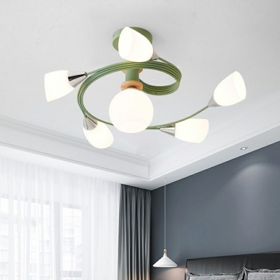 6-Light Ceiling Chandelier Simple Style Bell Shape Metal Hanging Lamp Kit