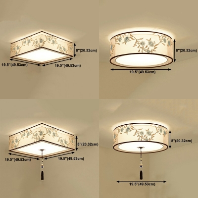 Chinese Style LED Flush-mount Light Modern Style Cloth Celling Light for Living Room