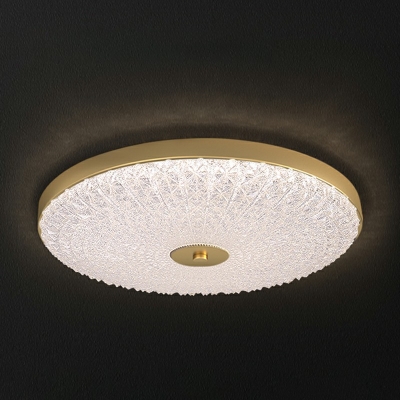 Drum Traditional Flush Mount Ceiling Chandelier Brass and Glass Ceiling Light Fixtures for Bedroom