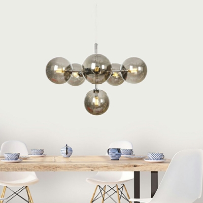 Glass Shade Modern Chandeliers for Dining Room 6-Light Hanging Ceiling Light