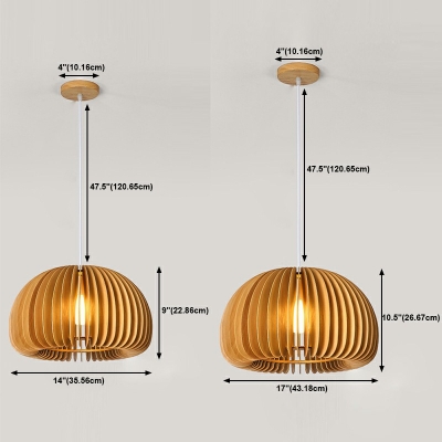 Modern Pendant Lamp Wood 1-Light Down Mini Pendant for Bedroom