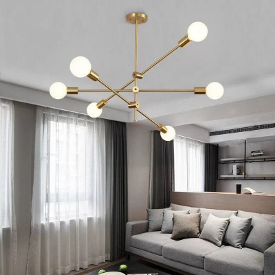 Postmodern Bare Bulb Hanging Light Metal Chandelier Light for Living Room