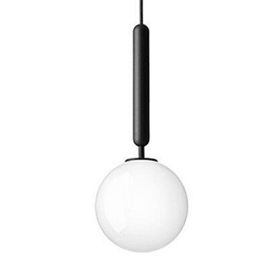 Sphere Hanging Light Fixtures Modern Style Water Glass 1-Light Ceiling Pendant Light Fixtures in Black