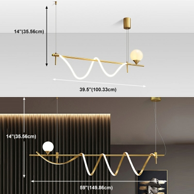 Ultra-modern Metallic Island Pendant Lights Geometric Chandelier Lighting Fixtures