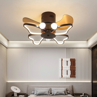 White Butterfly Flush-Mount Light Fixture Modern Style Metal 6 Lights Flush Ceiling Light Fixture