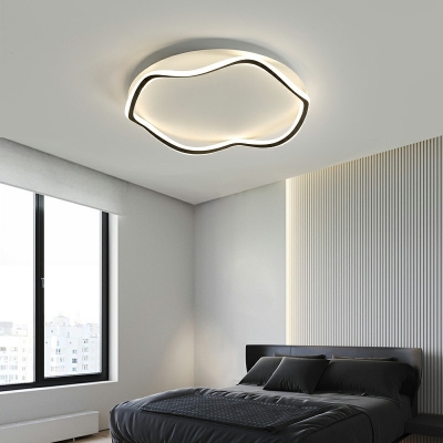1-Light Ceiling Mounted Fixture Minimalist Style Circle Shape Metal Flushmount Ceiling Lamp