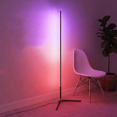 1-Light Floor Lamps Contemporary Style Linear Shape Metal Remote Control Stepless Dimming Stand Up Lamp