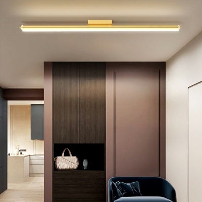 1-Light Flush Mount Minimalism Style Linear Shape Metal Ceiling Mounted Light