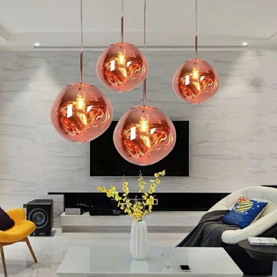 1-Light Hanging Ceiling Lights Minimalism Style Globe Shape Metal Pendant Lighting