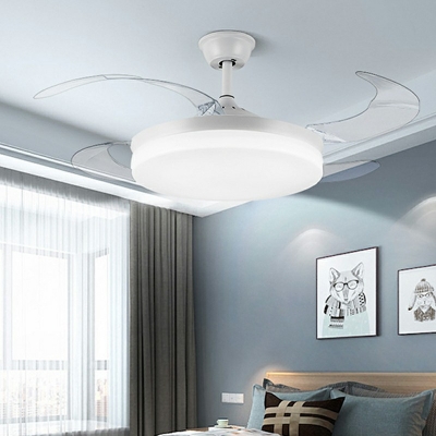 1-Light Pendant Light Kit Contemporary Style Fan Shape Metal Remote Control Stepless Dimming Hanging Ceiling Lights