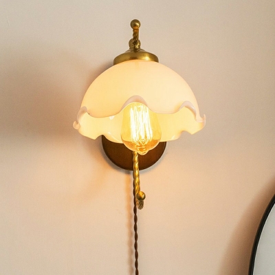 1-Light Sconce Lights Industrial Style Dome Shape Metal Wall Mount Light