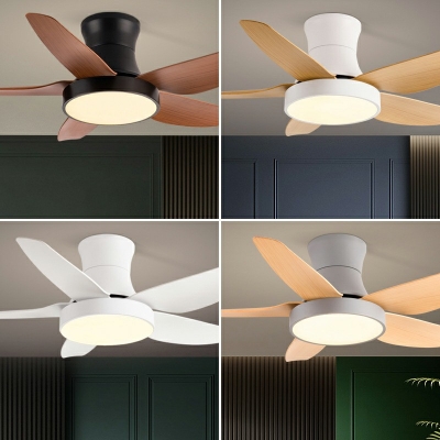 1-Light Semi Flush Light Contemporary Style Fan Shape Metal Remote Control Stepless Dimming Ceiling Mounted Fixture