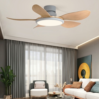 1-Light Semi Flush Light Contemporary Style Fan Shape Metal Remote Control Stepless Dimming Ceiling Mounted Light